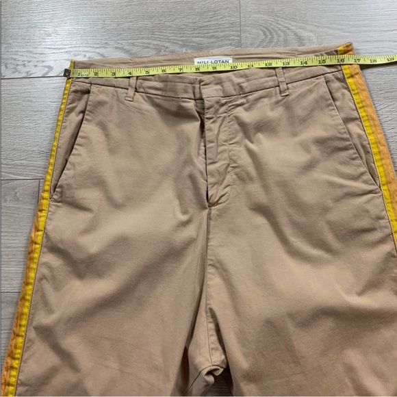 Nili Lotan Khaki Yellow Striped Linen Pants Size 10 - Picture 14 of 14